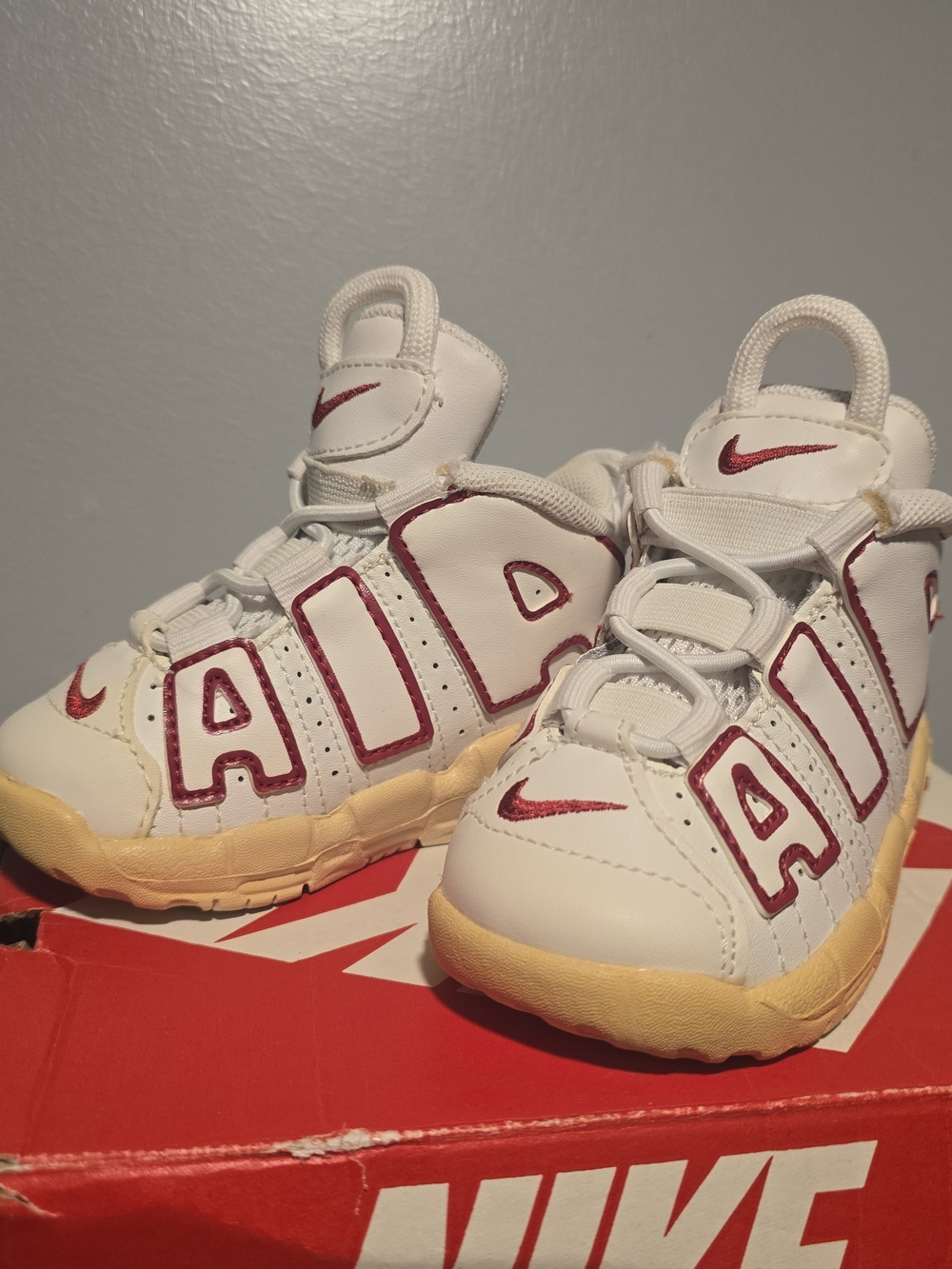 5c US  Nike Kids' White & Red AIR Basketball Shoes